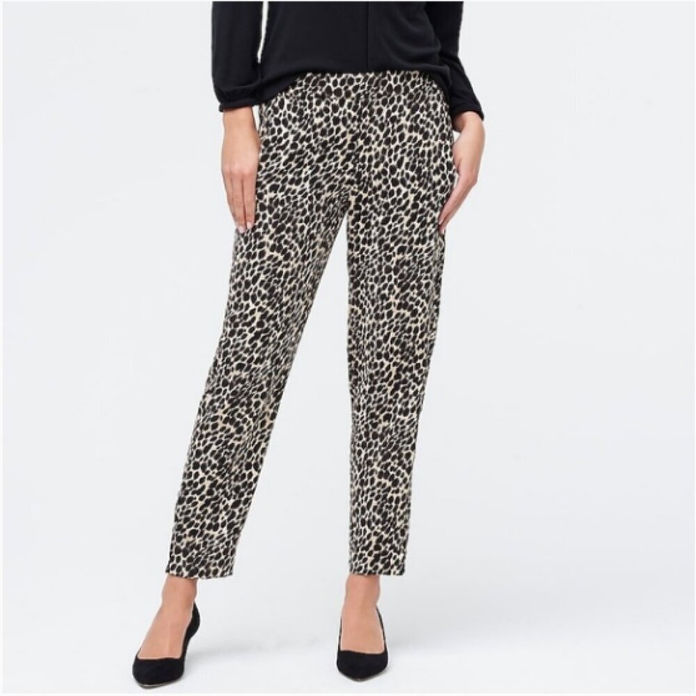 J.CREW Printed Jamie Pant Pull On Elastic Waist Animal Print 4 Cheetah Leopard